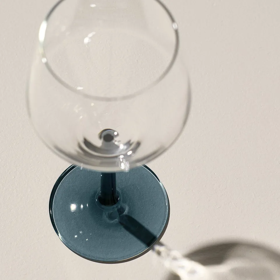 RÖDRÄKA Wine glass, blue-grey/clear glass, 50 cl