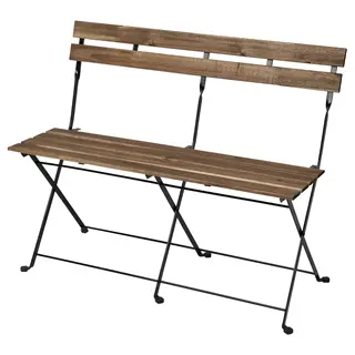 TÄRNÖ bench, outdoor, foldable black/light brown stained, Width 100 x Depth 46 x Height 82 cm