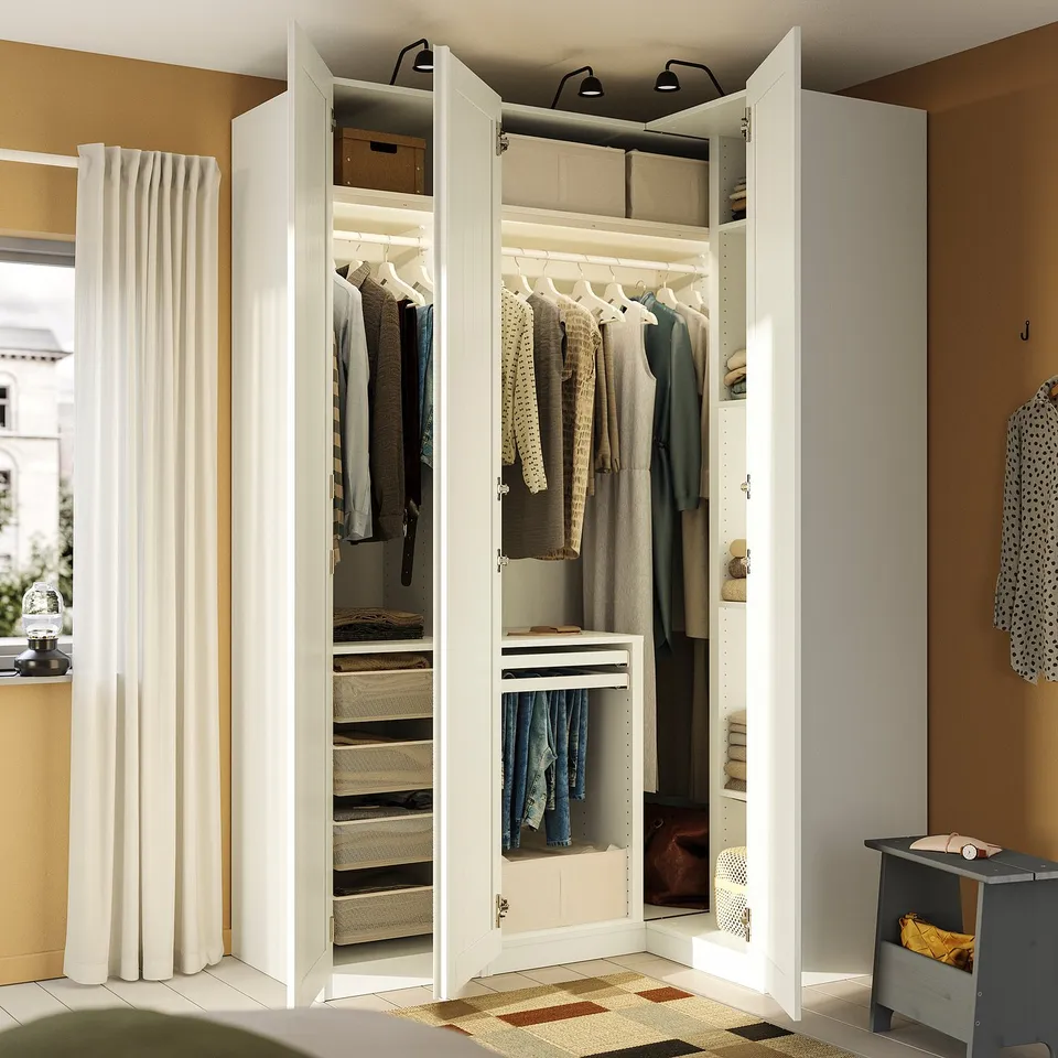 PAX / GULLABERG Corner wardrobe, white/white, 161/111x236 cm