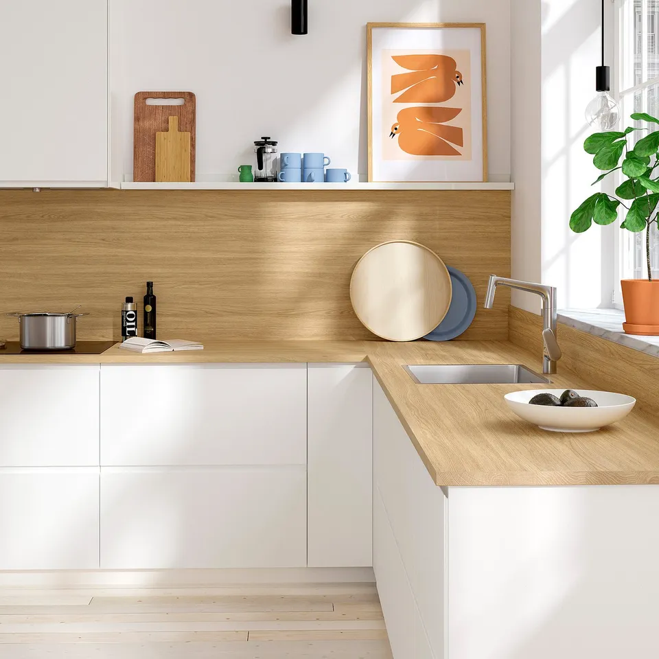 EKBACKEN Worktop, light oak effect/laminate, 246x2.8 cm