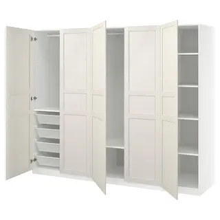 PAX / FLISBERGET wardrobe combination, white/off-white, 250x60x201 cm