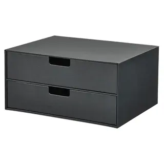 FJÄDERHARV mini chest with 2 drawers, anthracite, 32x25 cm