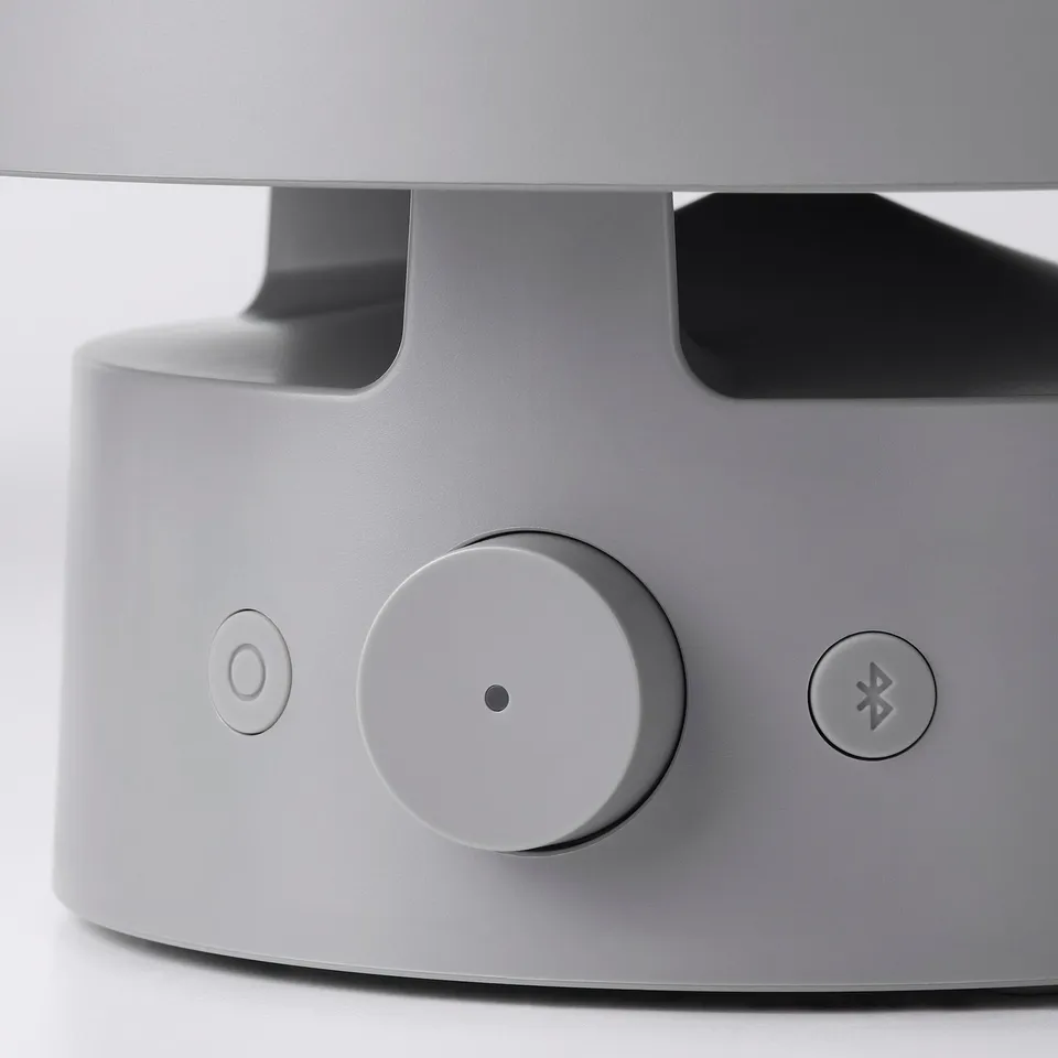 Modern speaker lamp with sleek controls and sturdy build