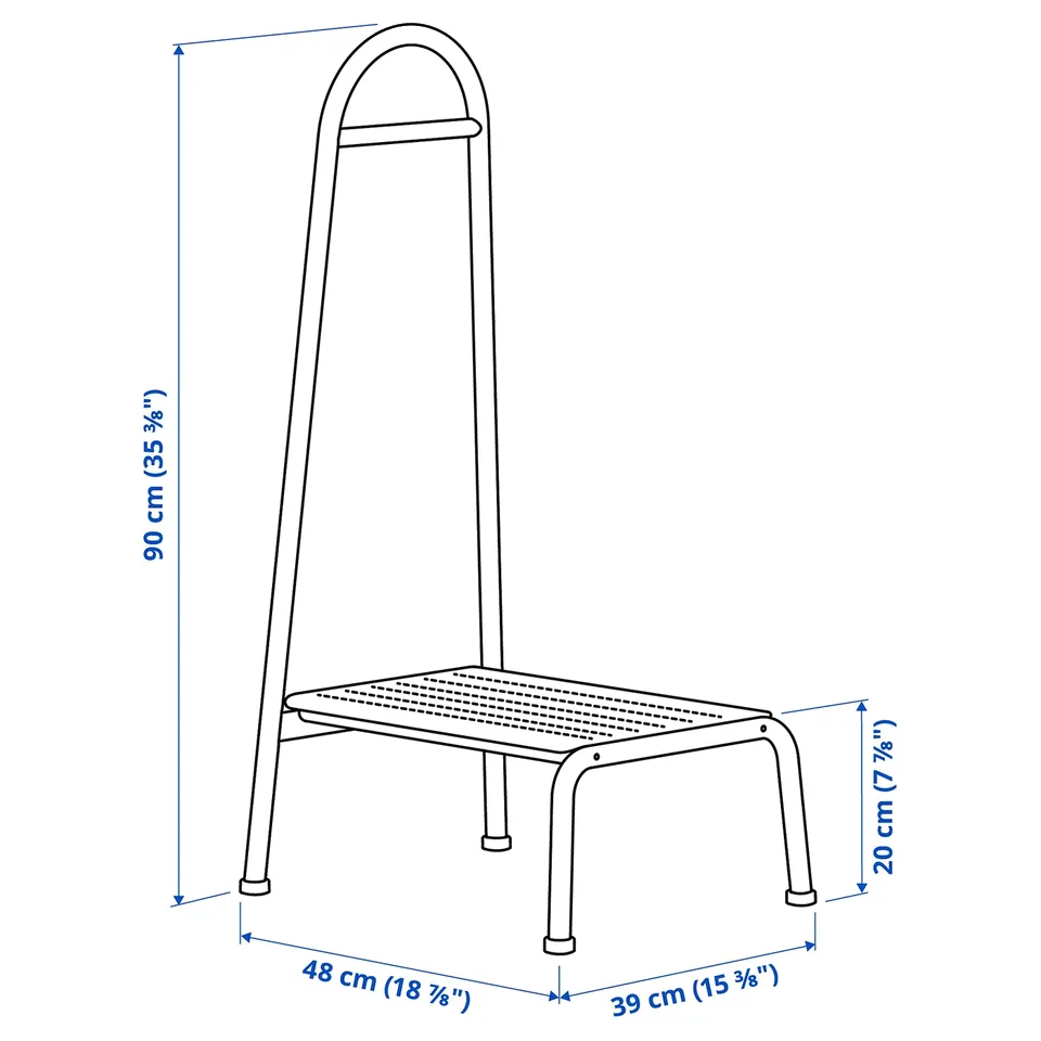 BÄSINGEN Step stool with handrail, anthracite