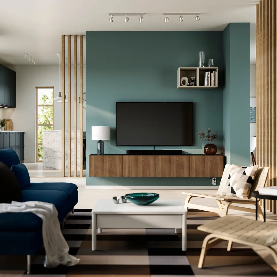BESTÅ TV bench with doors, black-brown Lappviken/brown walnut effect, 240x42x38 cm