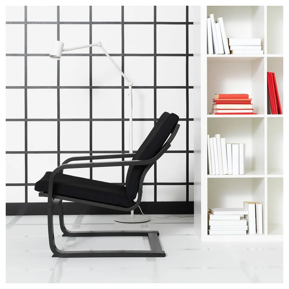 POÄNG Armchair frame with low back, black-brown