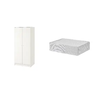 KLEPPSTAD/STUK set: wardrobe with 2 doors + storage case
