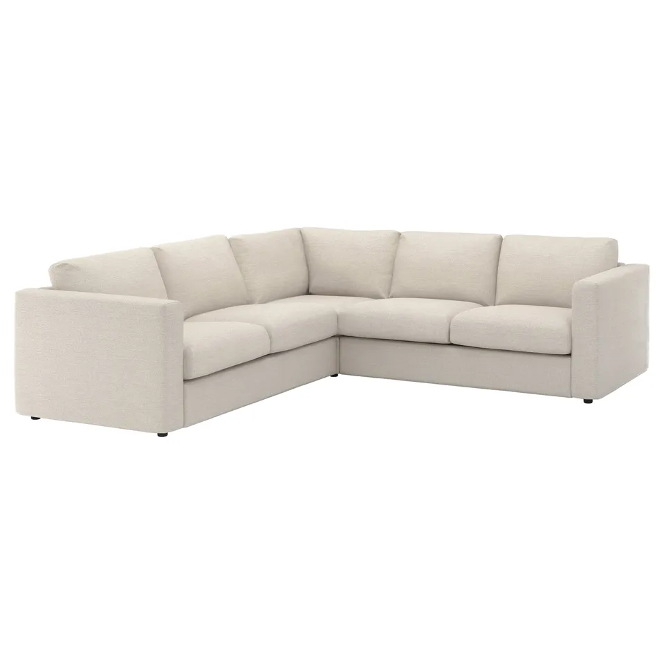 VIMLE sectional sofa, light grey, boxy design, soft upholstery.