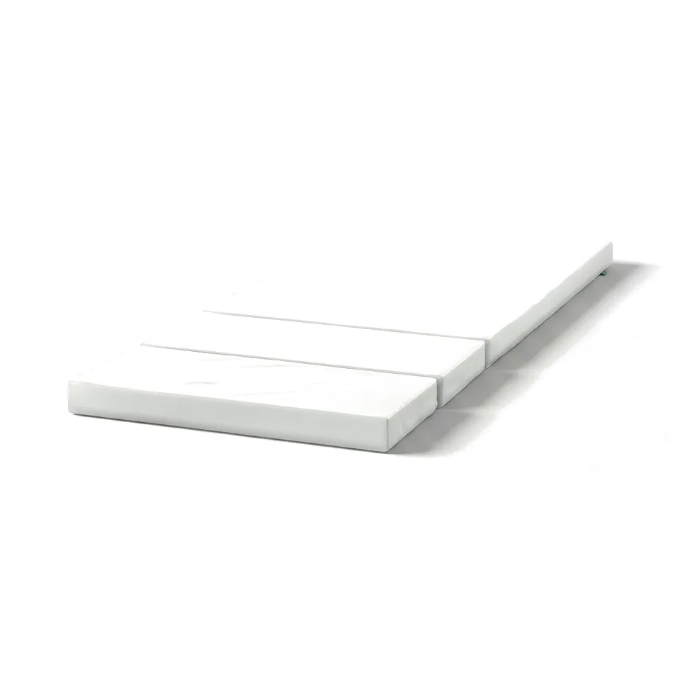 White, 3-part foam mattress for kids, smooth surface, wipeable cover.