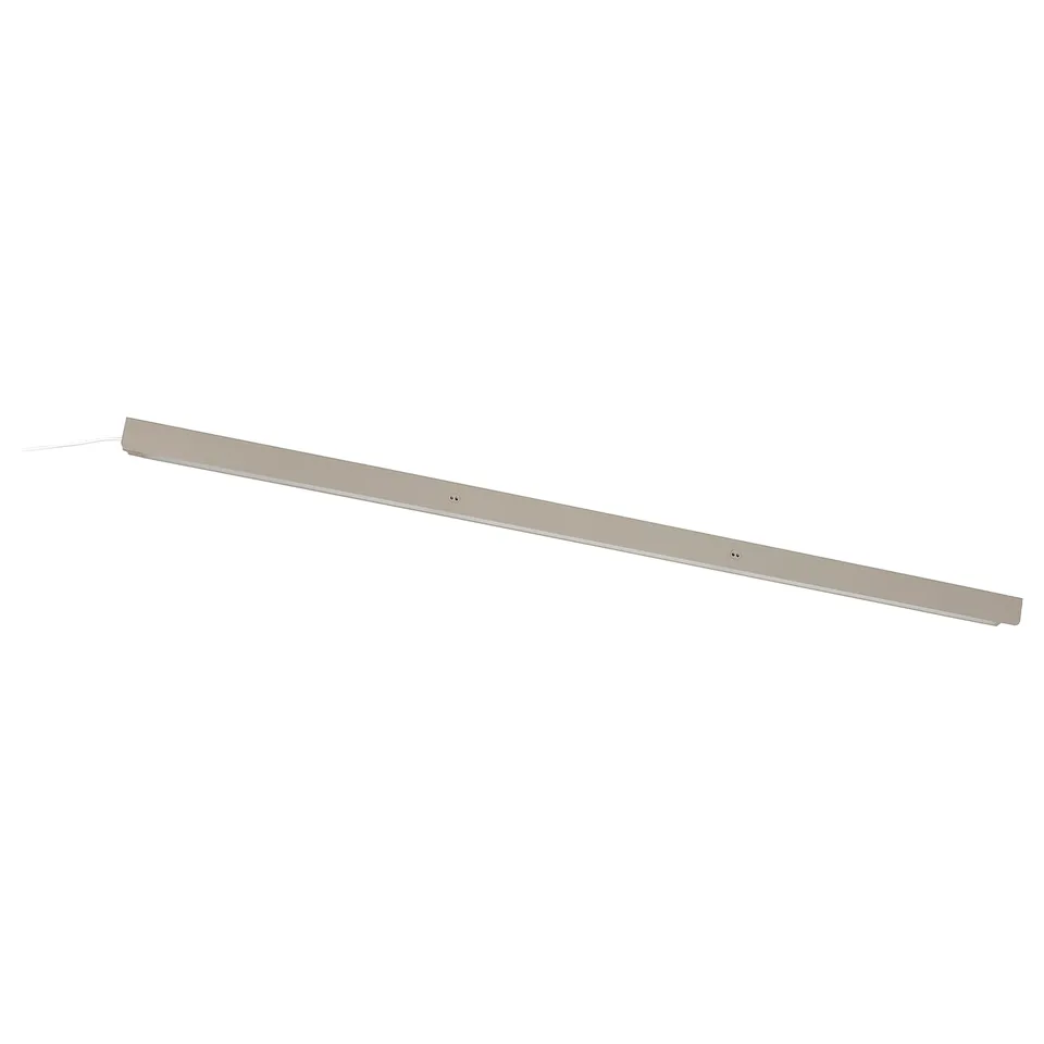 ÖVERSIDAN led wardrobe light, sleek, beige aluminium bar with rounded edges, automatic sensor, 3 matching colours.