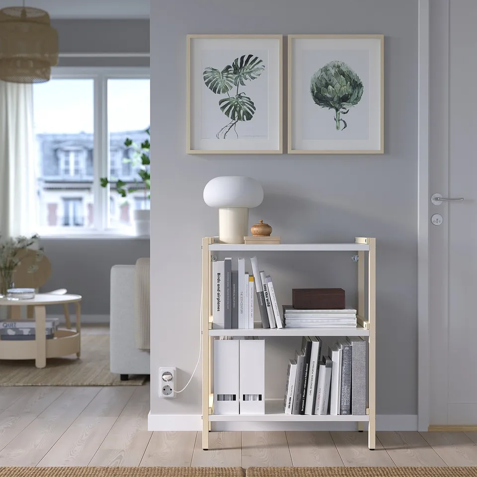 EKENABBEN Open shelving unit, aspen/white, 70x34x86 cm