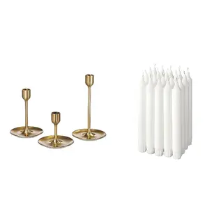 FULLTALIG/JUBLA set: candlestick, set of 3 + unscented chandelier candle