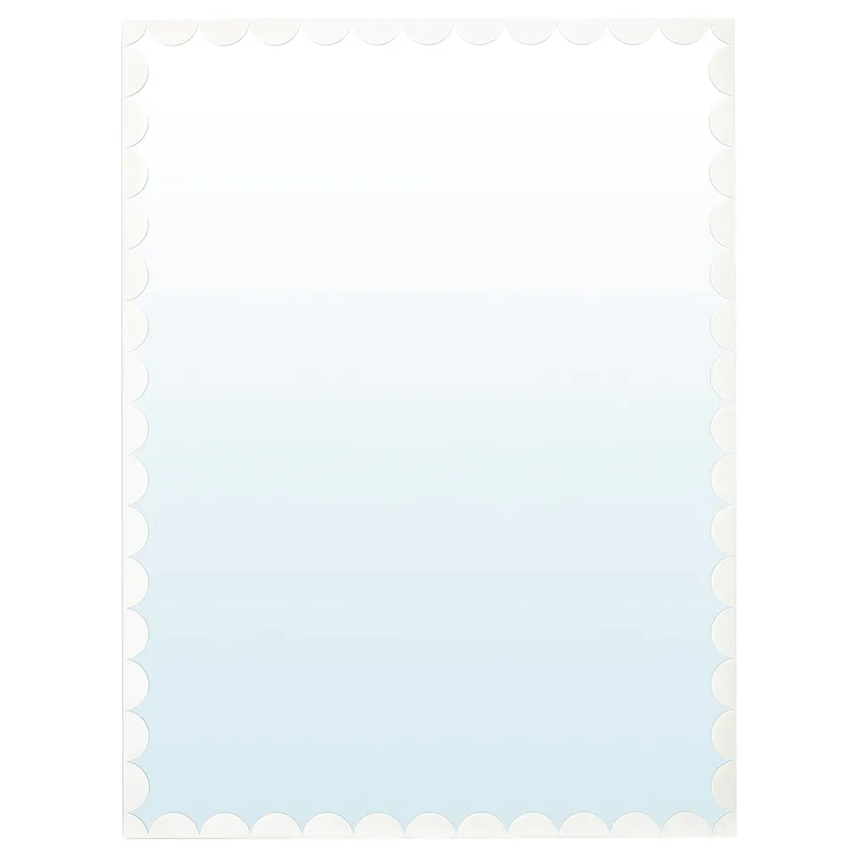 RUNDOXEL mirror, clear edge, wavy design, acrylic paint, rectangular shape.