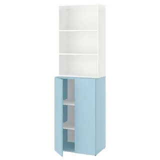 LASTARE shelving combination, white/blue, 60x42x201 cm