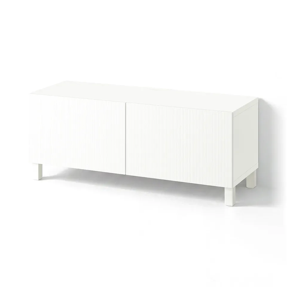 BESTÅ TV bench with doors, white/Förvaltare white, 120x42x48 cm
