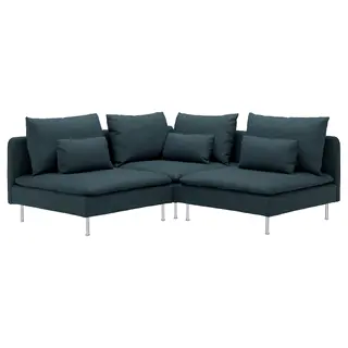 SÖDERHAMN corner sofa, 3-seat, Hillared dark blue, Depth 99 cm
