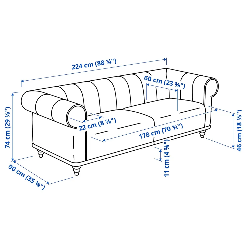 Illustration with measurements for the product: VISKAFORS.