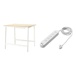 KOPPLA/MITTZON set: conference table + 4-way socket with 2 USB ports