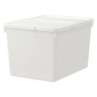 SOCKERBIT box with lid, white, 38x51x30 cm