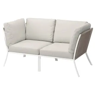SEGERÖN 2-seat sofa, outdoor, white/beige/Frösön/Duvholmen beige, Width 152 x Depth 76 x Height 76 cm
