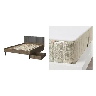 BRUKSVARA/MAUSUND Bed with 20cm thick mattress, latex, natural materials,5 comfort zones, medium firm