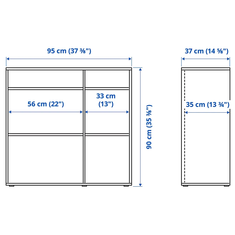 Illustration with measurements for the product: VIHALS.