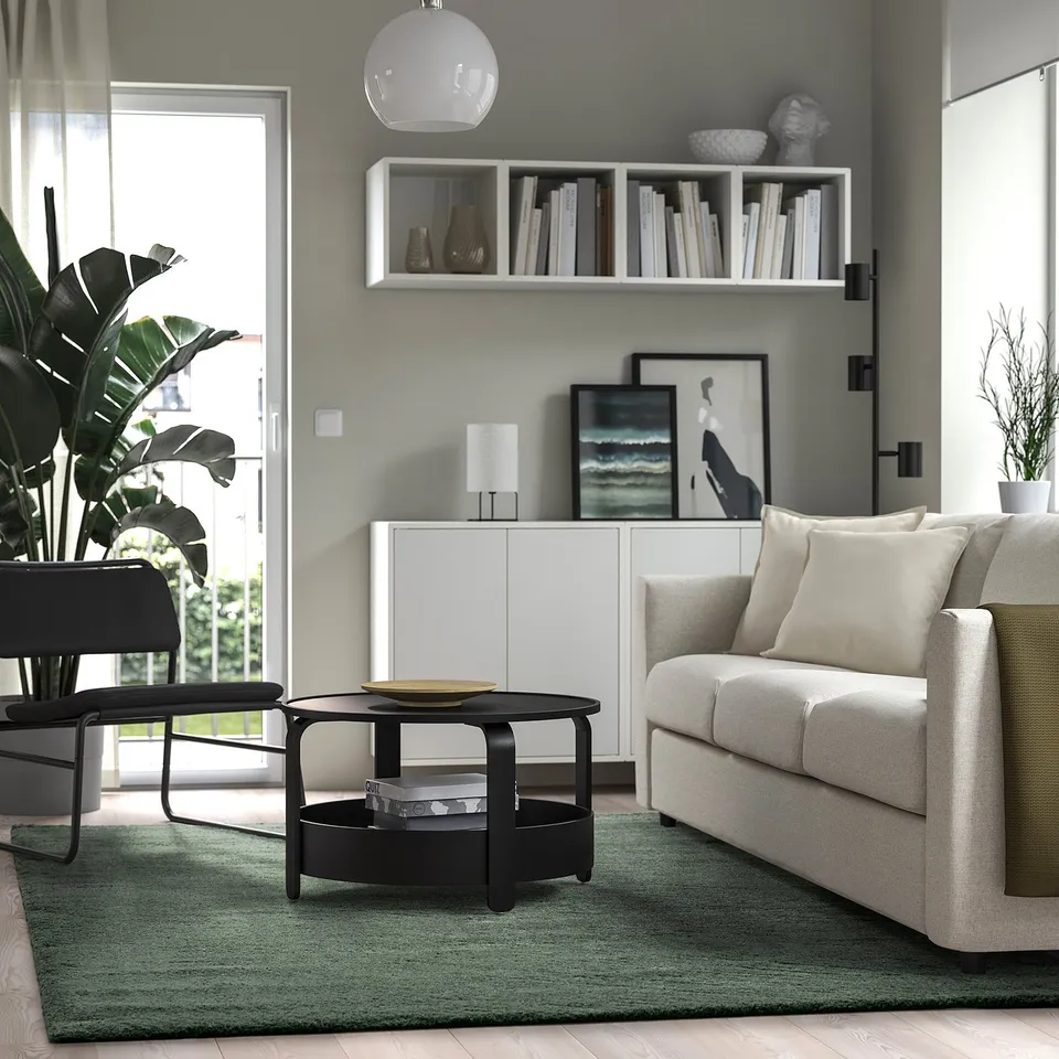 STOENSE Rug, low pile, pale green, 200x300 cm