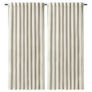 ANNAKAJSA room darkening curtains, 1 pair, white/with heading tape, 145x300 cm