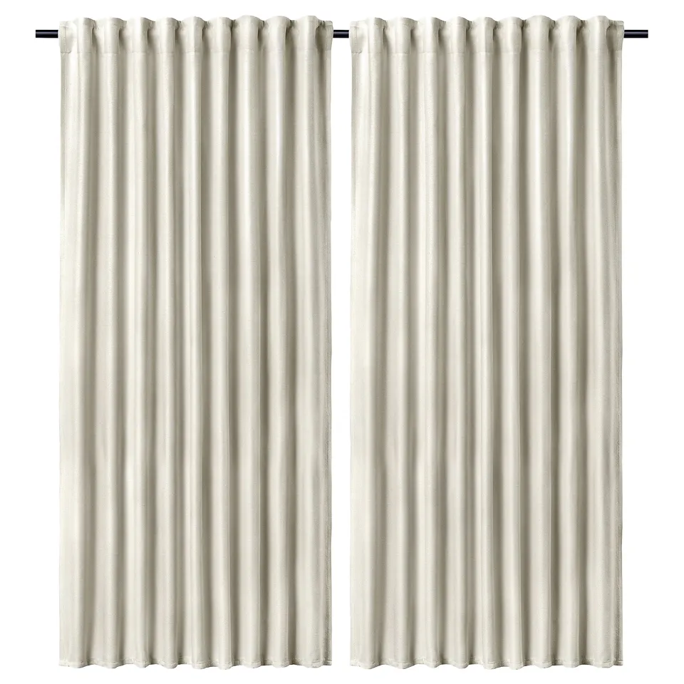 ANNAKAJSA Room darkening curtains, 1 pair, white/with heading tape, 145x300 cm