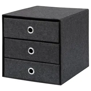 BLÄDDRA mini chest with 3 drawers, grey, 33x38 cm