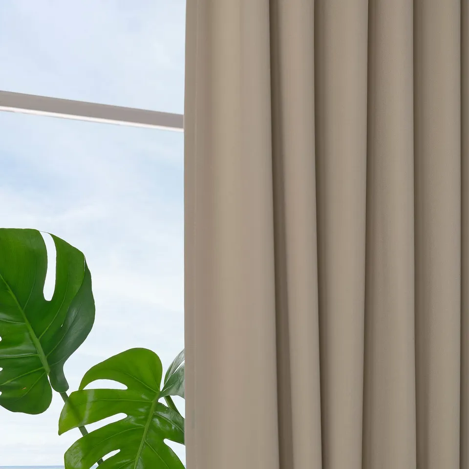BENGTA Block-out curtain, 1 piece, beige/with heading tape, 210x250 cm