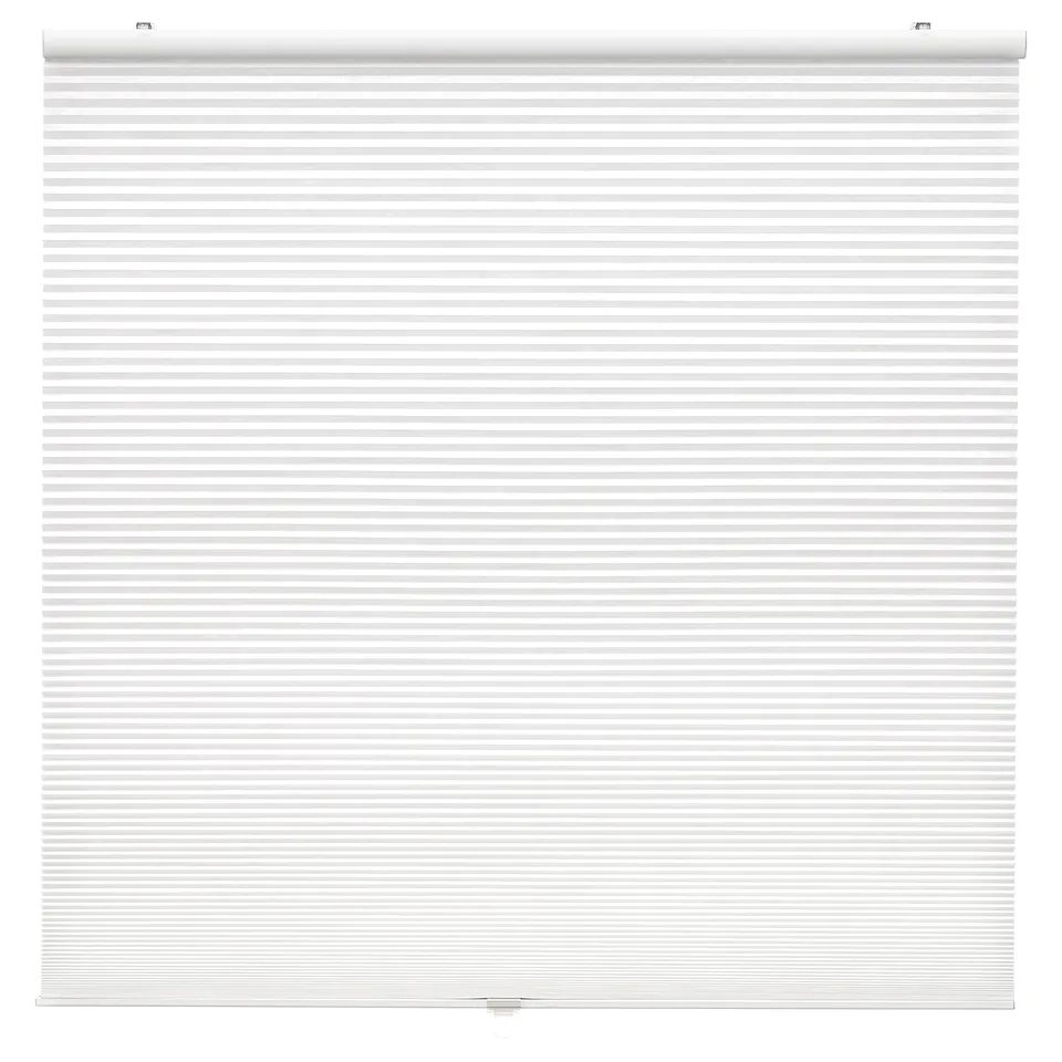 HOPPVALS white cellular blind, modern design, distracting light blocker, privacy enhancer, eco-friendly fabric.