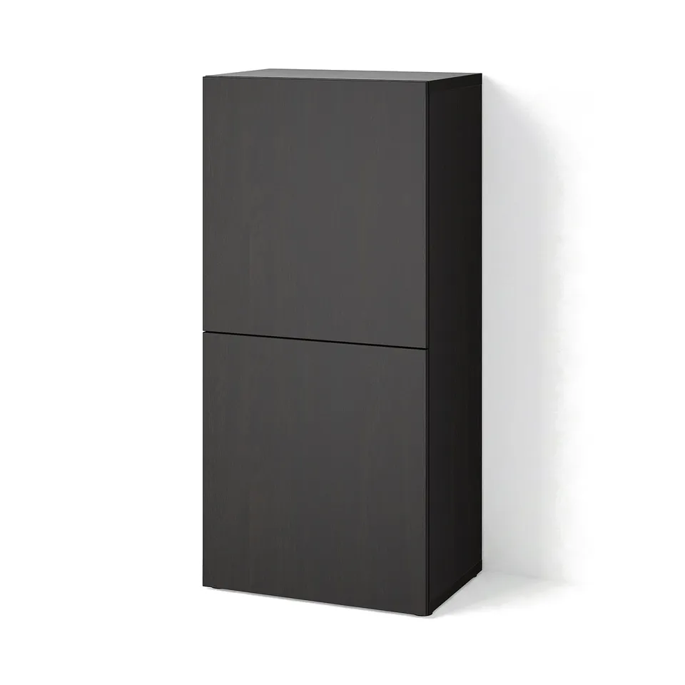 BESTÅ Shelf unit with doors, black-brown/Lappviken black-brown, 60x42x129 cm