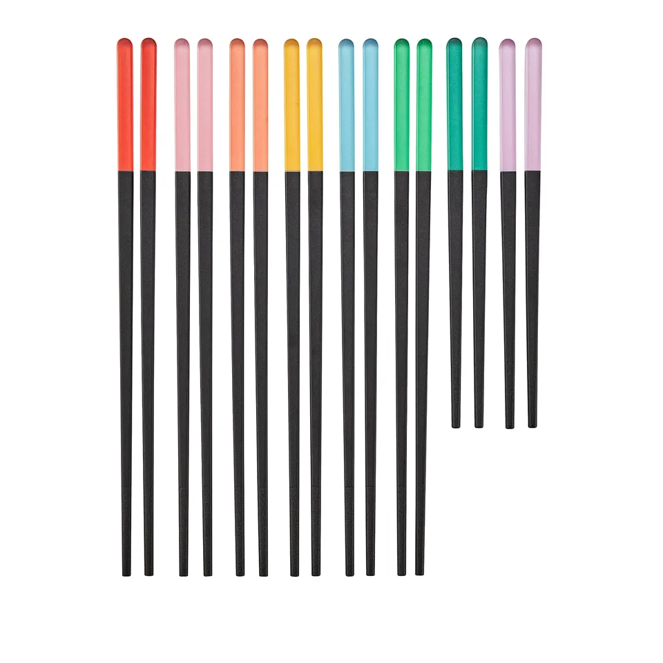Colourful arfenhaj chopsticks with square tips for adults and kids, made of polyester and plastic.