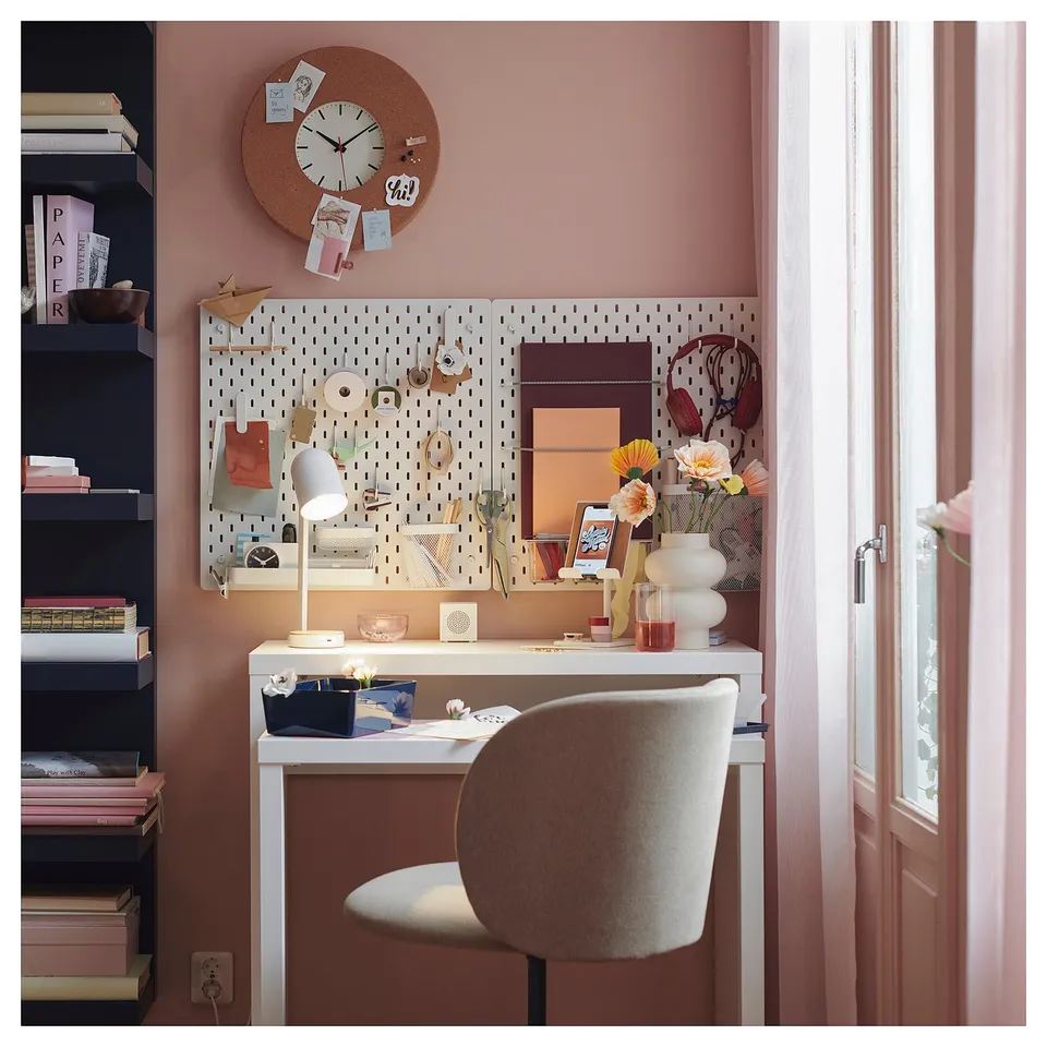 LÄNGDHOPP Pull-out desk, white, 90x39/71 cm