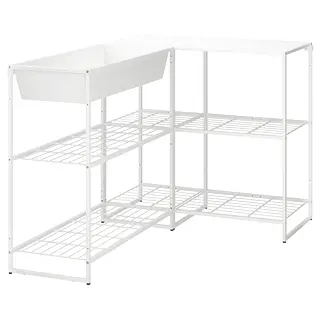 JOSTEIN shelving unit with container, in/outdoor/white, 122x102x90 cm