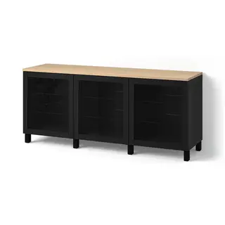 BESTÅ storage combination with doors, black/Sindvik/Stubbarp black, 180x42x76 cm
