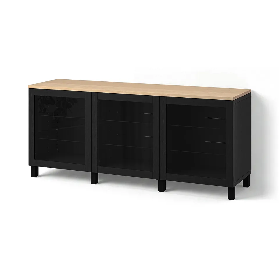BESTÅ Storage combination with doors, black/Sindvik/Stubbarp black, 180x42x76 cm