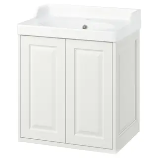 TÄNNFORSEN / RUTSJÖN wash-stnd w doors/wash-basin, white, 62x49x74 cm