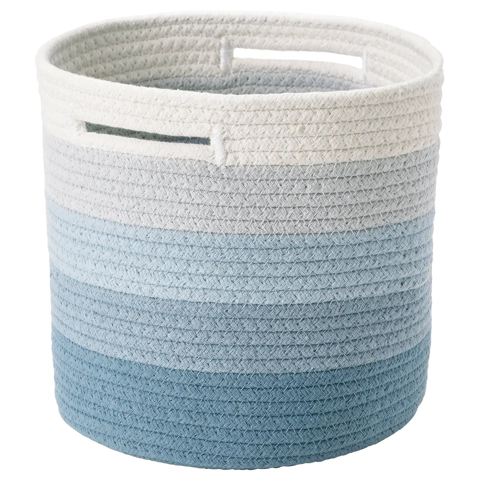 LILLÅKRE Basket, braided/blue multicolour, 20x20 cm
