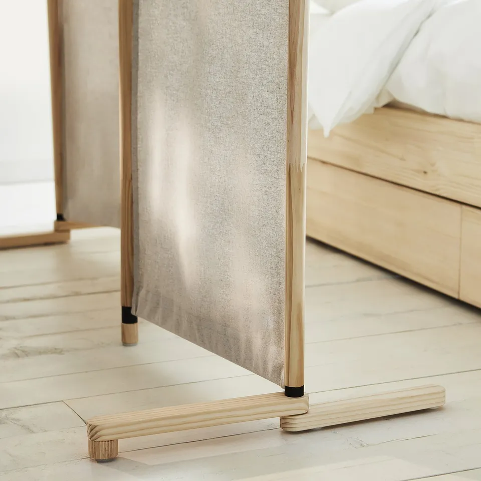 GLAMBERGET Bedroom furniture, set of 3, pine/Katorp beige, 80-160x200 cm