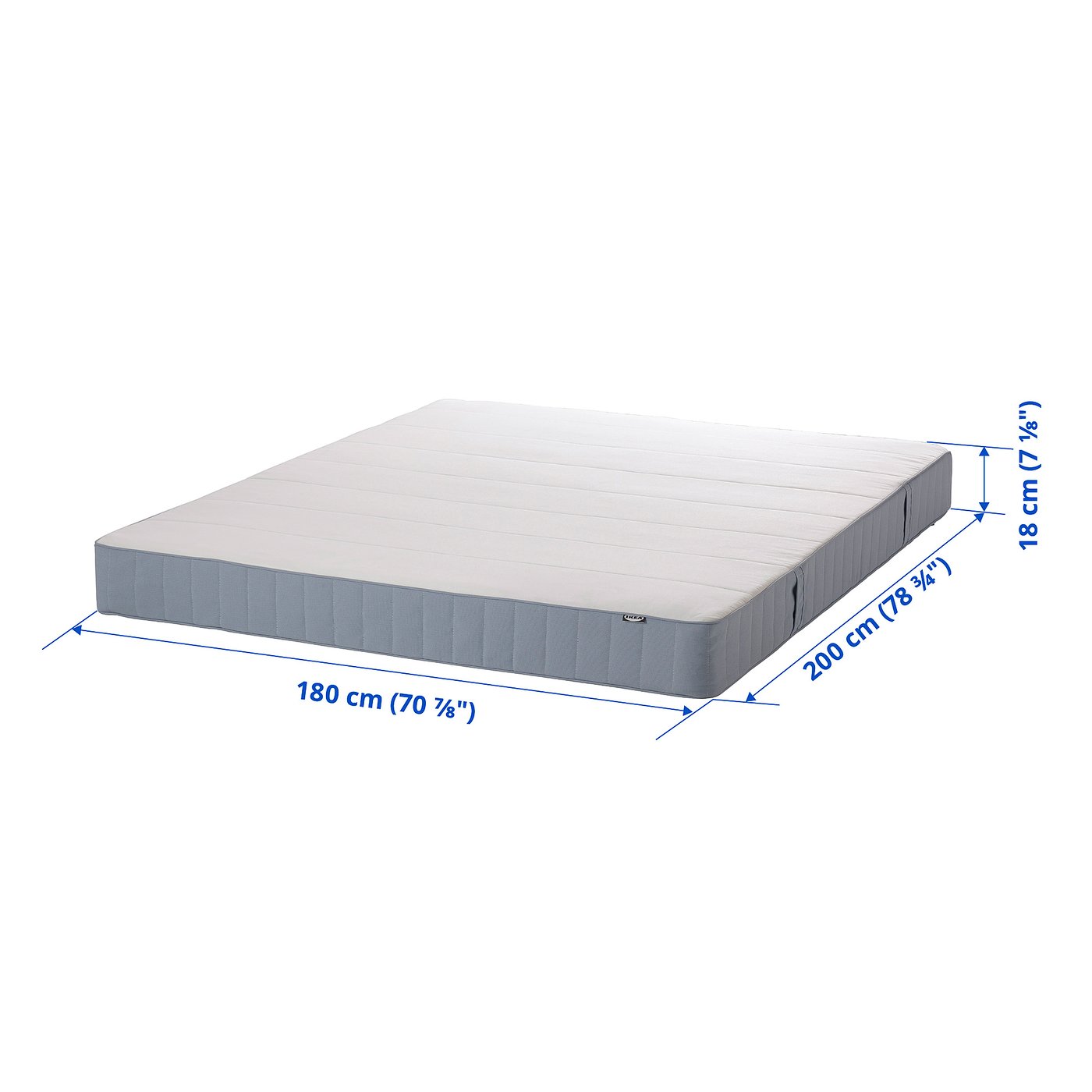 VESTMARKA mattress: white, rectangular, spring with foam top, 180x200 cm, firm support.