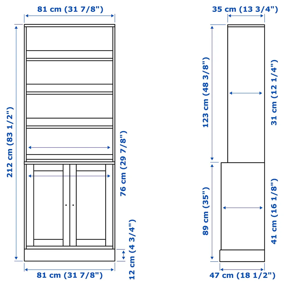 Illustration with measurements for the product: HAVSTA.