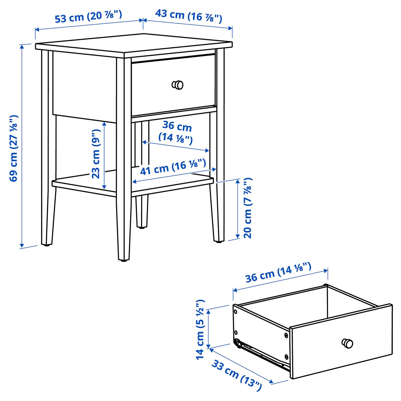 Illustration with measurements for the product: GULLABERG.