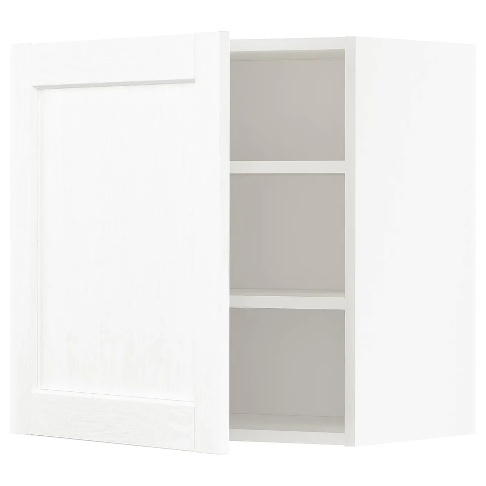 METOD wall cabinet in white with adjustable shelves.