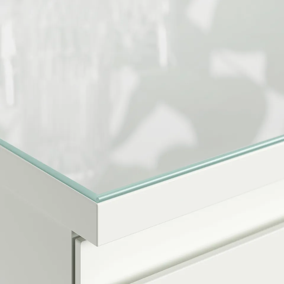 STORKLINTA Glass top, transparent, 140x50 cm