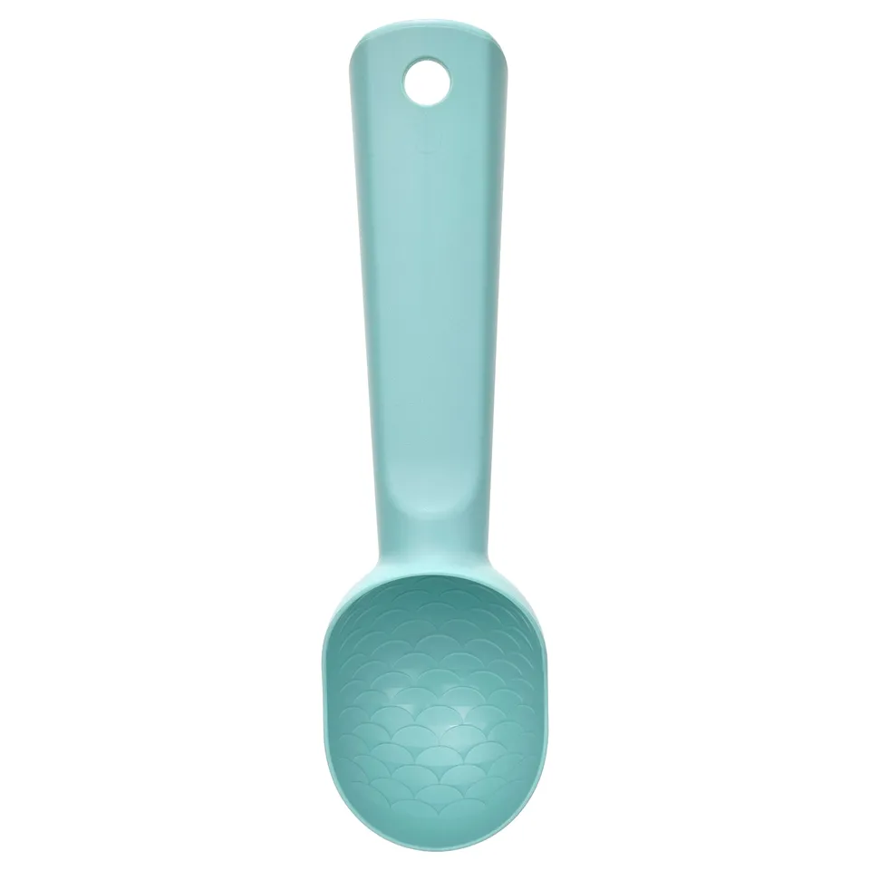UPPFYLLD blue ice-cream scoop, abs plastic, ergonomic handle, textured bowl, dishwasher safe.