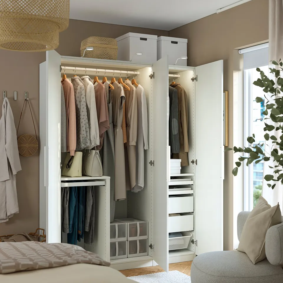 PAX / FORSAND Wardrobe combination, white/white, 150x60x201 cm