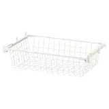 HJÄLPA wire basket with pull-out rail, white, Width 56.4 x Depth 36 x Height 13 cm