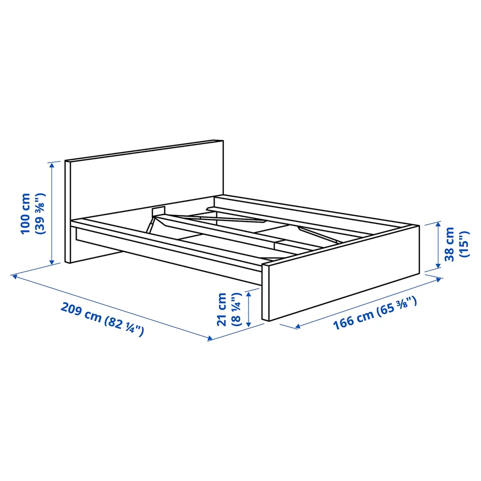 Illustration with measurements for the product: MALM.